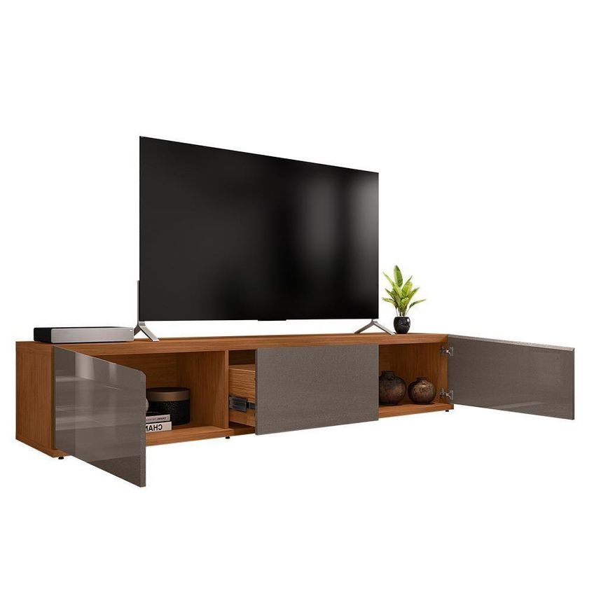 Rack Bancada Eros Para TV 60" 180cm MDF-MDP Cinza Pérola-Noce Casa D Móveis - imagem 5