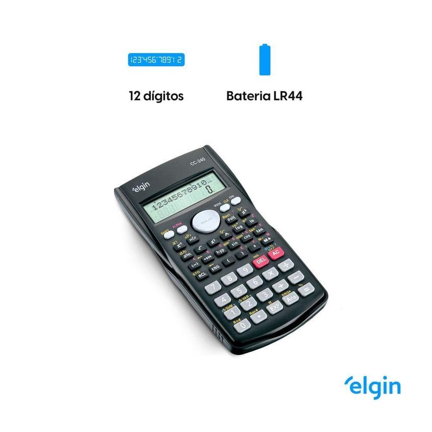 Calculadora Científica Elgin Cc240 240 Funções Display Duplo Tampa Protetora Preto - imagem 5