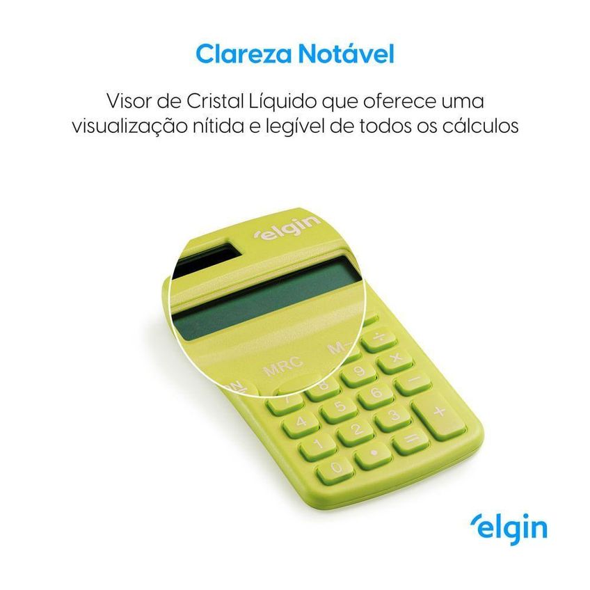 Calculadora De Bolso Elgin 8 Dígitos Desligamento Automático Visor Lcd Verde - imagem 3