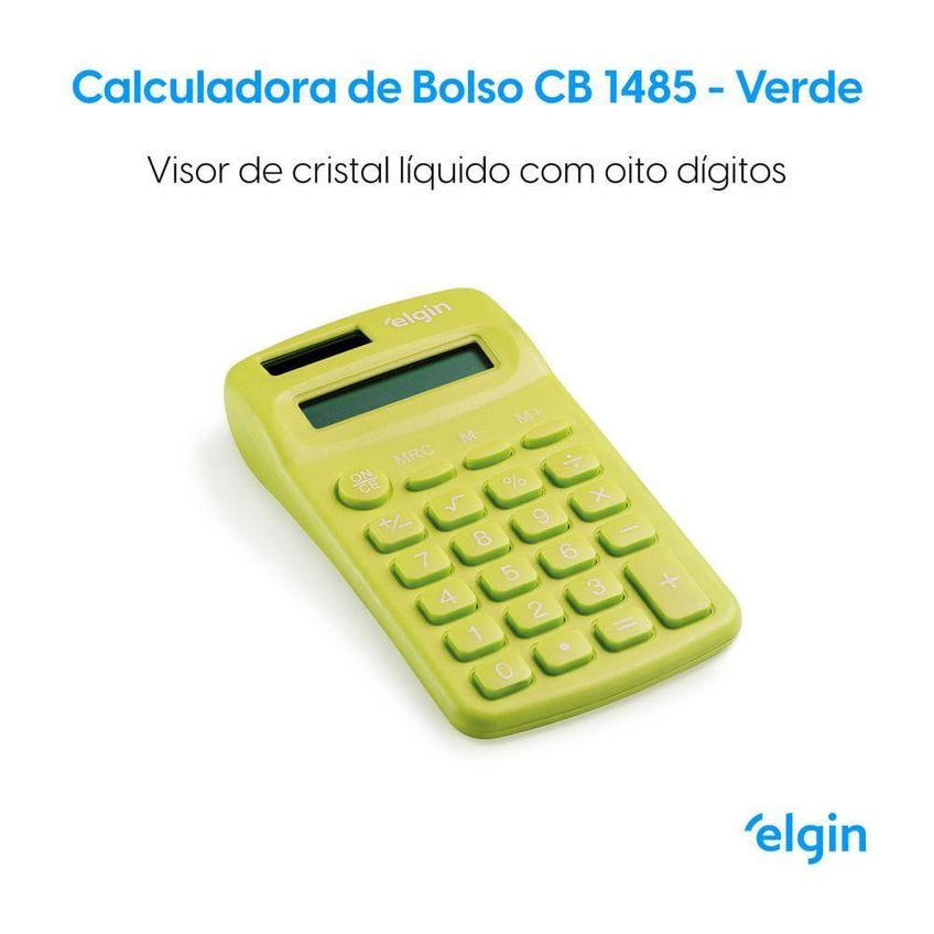 Calculadora De Bolso Elgin 8 Dígitos Desligamento Automático Visor Lcd Verde - imagem 4