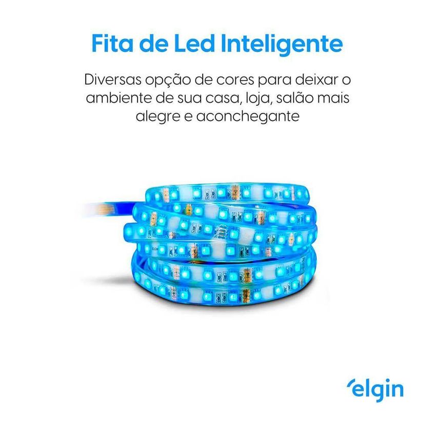 Fita Led Smart Rgb 5m Wi-fi Compatível Com Alexa E Google Home Ip44 20w Bivolt Elgin - imagem 4