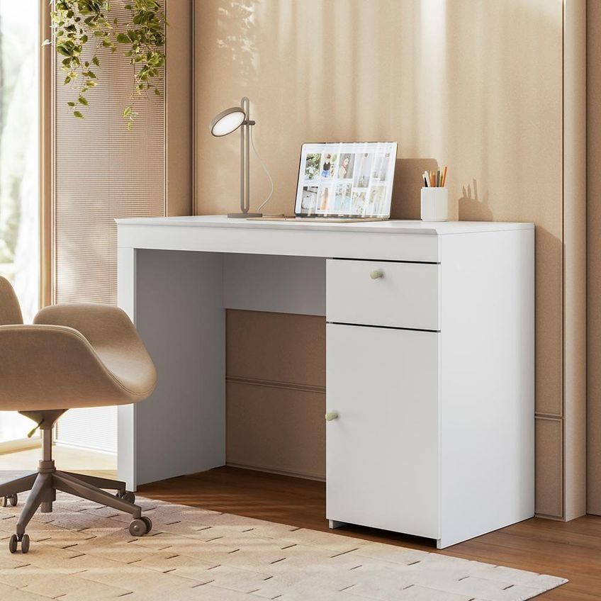 Escrivaninha Office Íris 1 Gaveta 108cm Branco Fosco Mbler - imagem 3