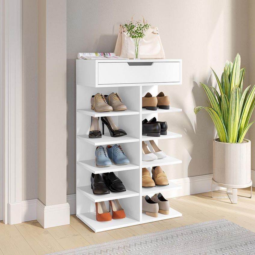 Armário Multiuso Sapateira Ágata 10 Prateleiras 60cm Branco Casa D Móveis - imagem 5