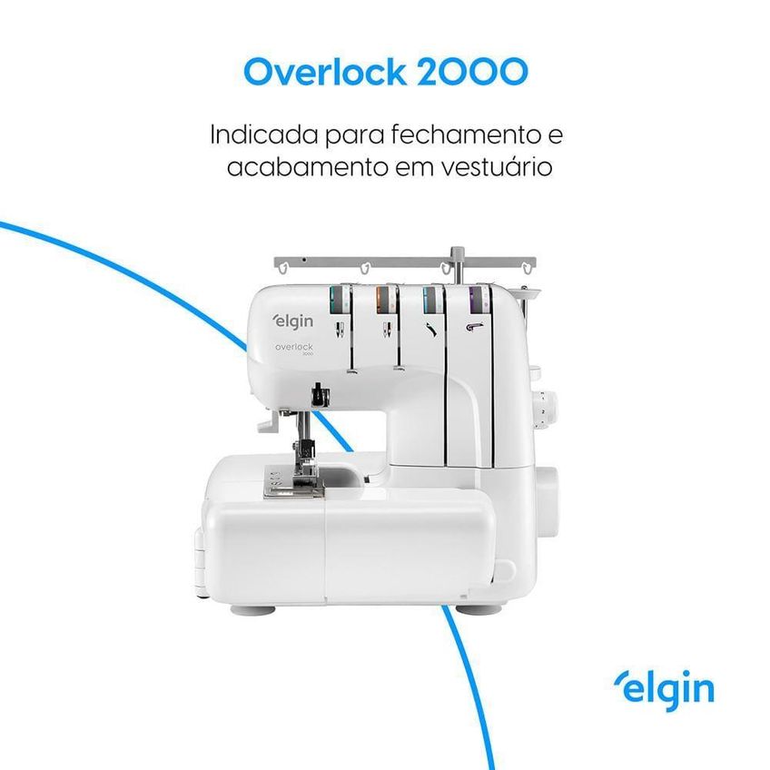 Máquina De Costura Overlock Elgin Overlock 2000 Portátil 1300 Pontos Por Minuto 3 Ou 4 Fios 220v - imagem 2