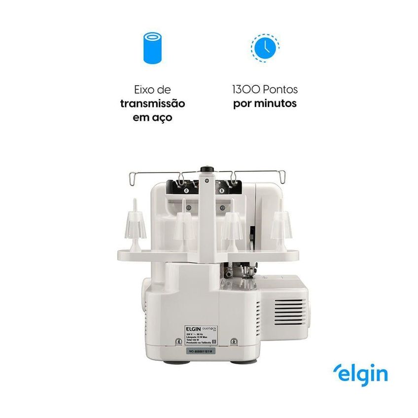 Máquina De Costura Overlock Elgin Overlock 2000 Portátil 1300 Pontos Por Minuto 3 Ou 4 Fios 220v - imagem 5