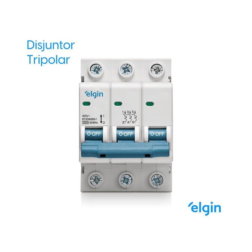 Mini Disjuntor Tripolar 100A 6KA MCB DP6-3C100 Proteção Contra Curto-Circuito Bivolt Elgin - imagem 5