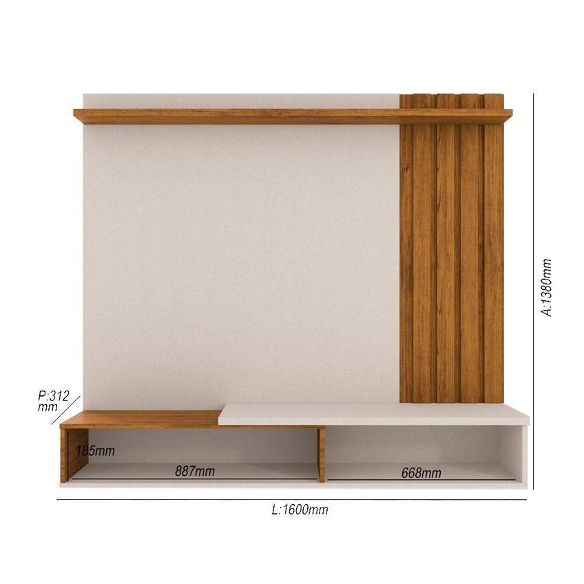 Home Suspenso Para TV Vegas 65" 160cm MDP Pérola Metalizado Canela Mbler - imagem 3