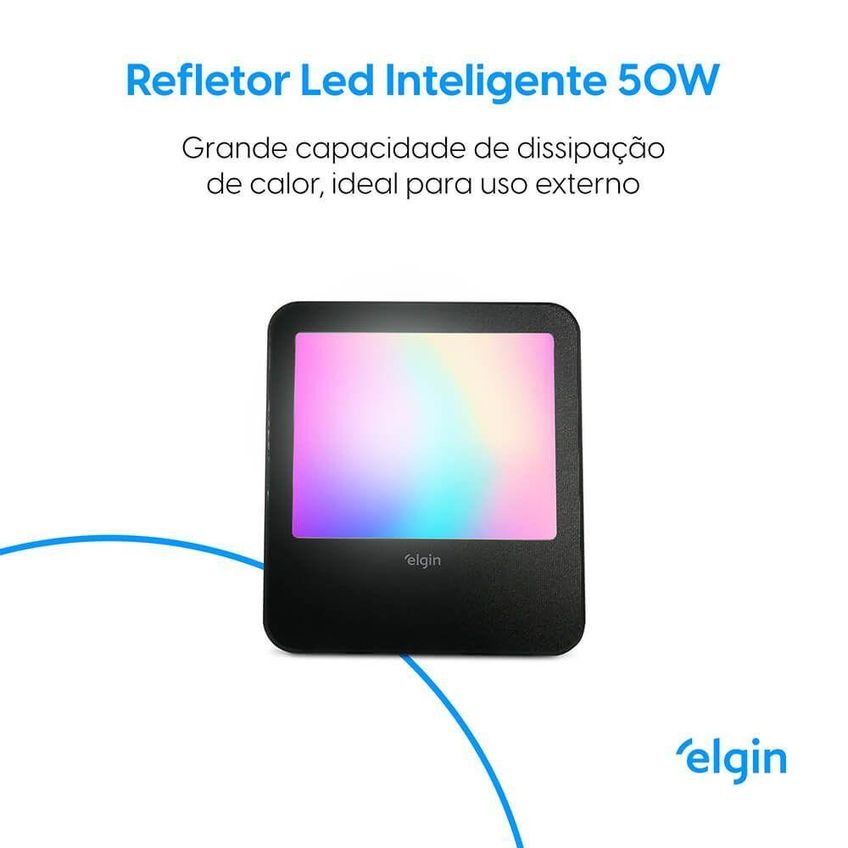 Refletor Smart LED Wi-Fi 50W Compatível Com Alexa E Google Home Bivolt Elgin - imagem 3