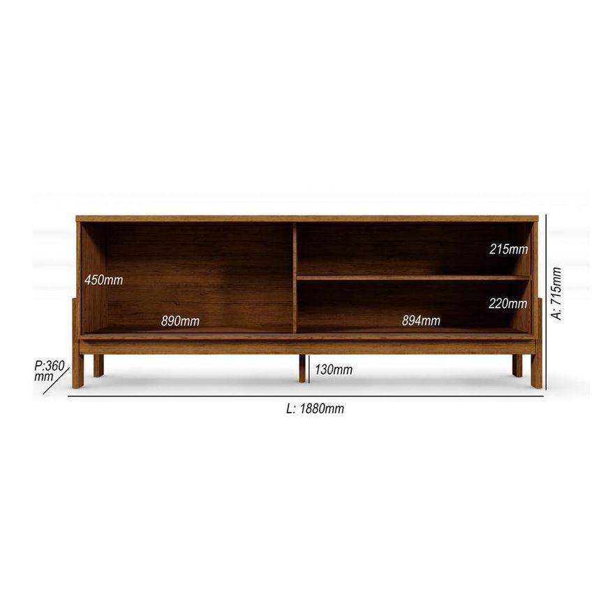 Rack Bancada Para TV New Aurora 75" 188cm MDP com Porta Deslizante Ripada Canela - imagem 3