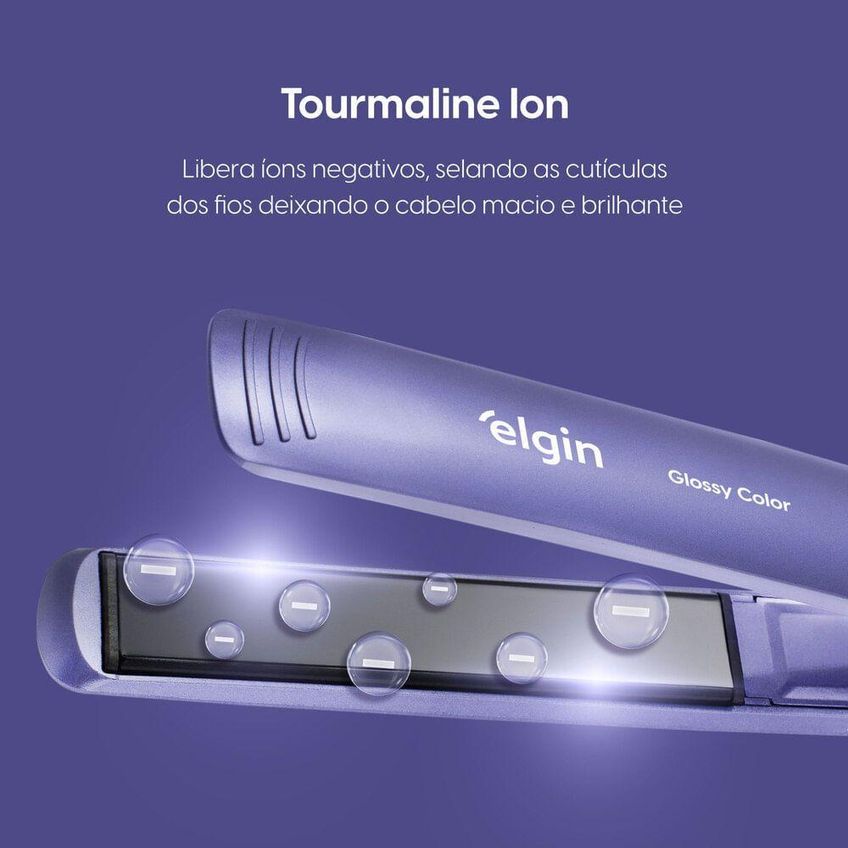 Prancha Alisadora Glossy Color 230 Graus C Tecnologia Tourmaline Ion Bivolt Elgin - imagem 3