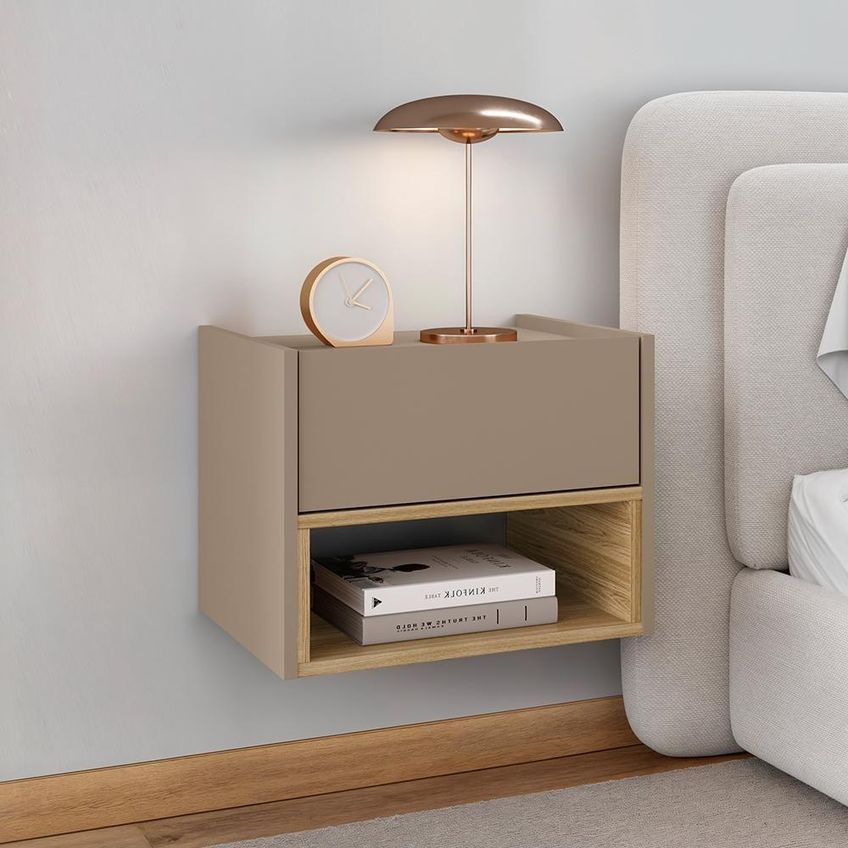 Mesa De Cabeceira Suspensa Florença 1 Gaveta Mdf Mdp Moderno Fendi Hannover - imagem 5