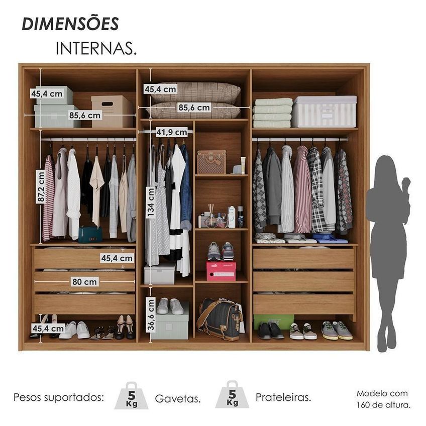 Guarda Roupa Casal Lizz 6 Portas 6 Gavetas MDF Off White-Cedro Casa D Móveis - imagem 3