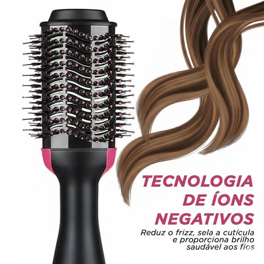 Escova Secadora Alisadora 3 Em 1 Profissional Cerdas Cerâmicas Íons Utimix Bivolt - imagem 4