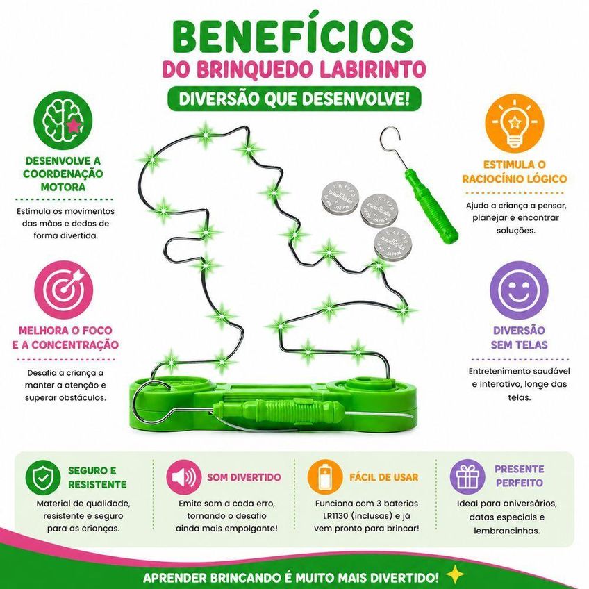 Brinquedo Educativo De Coordenação Motora Caminho Do Dinossauro Com Som Infantil Utimix - imagem 3