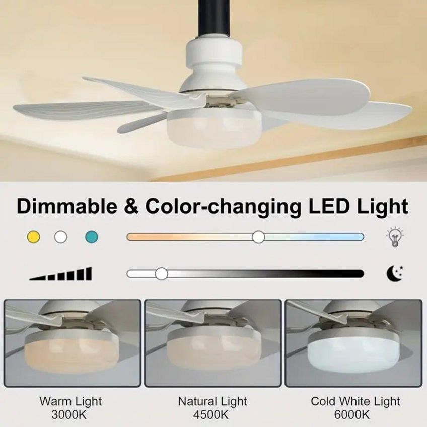 Mini Ventilador De Teto Com Lâmpada Led Utimix 60w 3 Velocidades Silencioso Bivolt - imagem 3