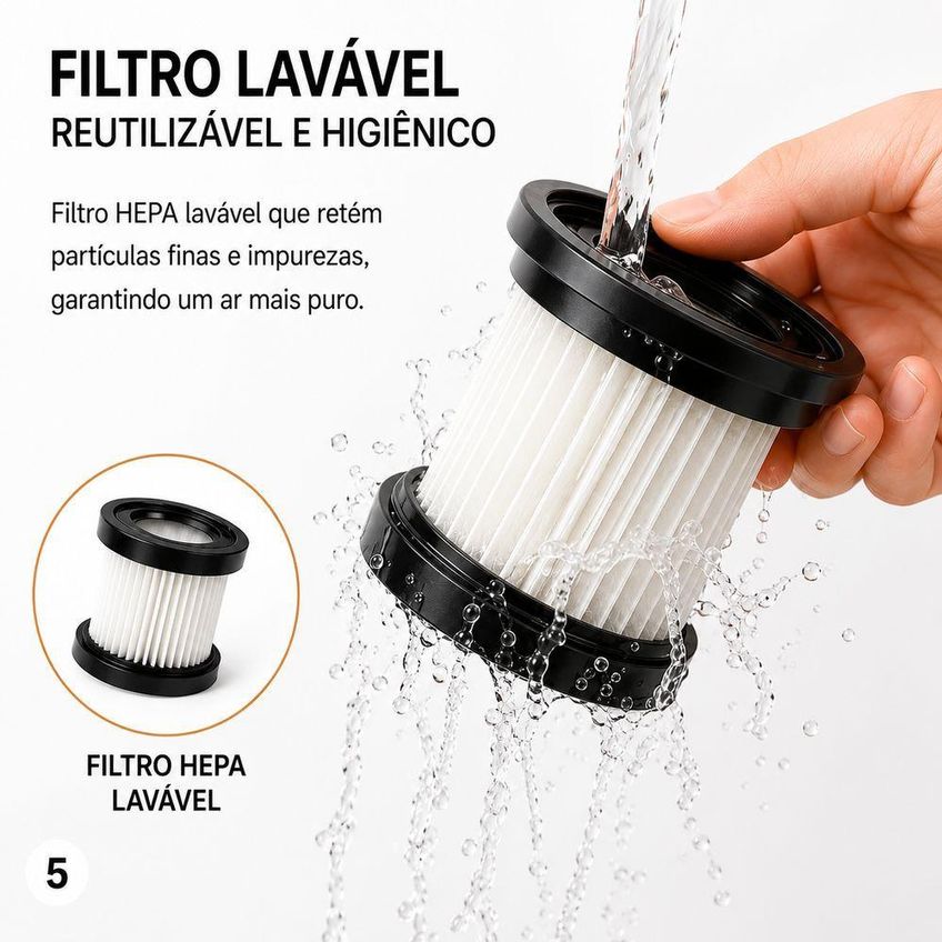 Aspirador De Pó Vertical Sem Fio 2 Em 1 Recarregável Portátil Para Casa Piso Filtro Lavável Utimix - imagem 4