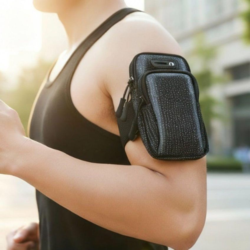 Bolsa De Braço Esportiva Para Celular Impermeável Com Bolso Para Chave E Fone Utimix - imagem 3