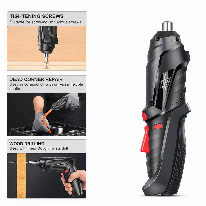 Parafusadeira Elétrica Recarregável Utimix Doméstico Kit 46 Peças Com Bits Furadeira Maleta - imagem 3