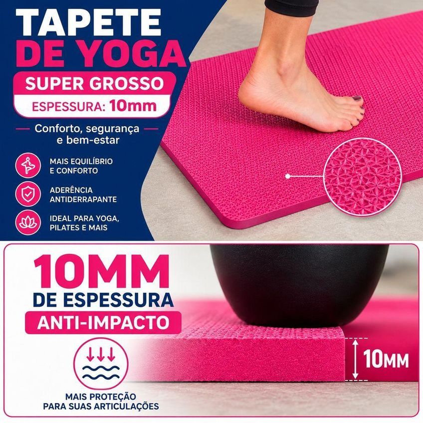 Tapete De Yoga Profissional Antiderrapante Para Pilates Alongamento Ginástica Verde Nbr Utimix 6mm - imagem 4