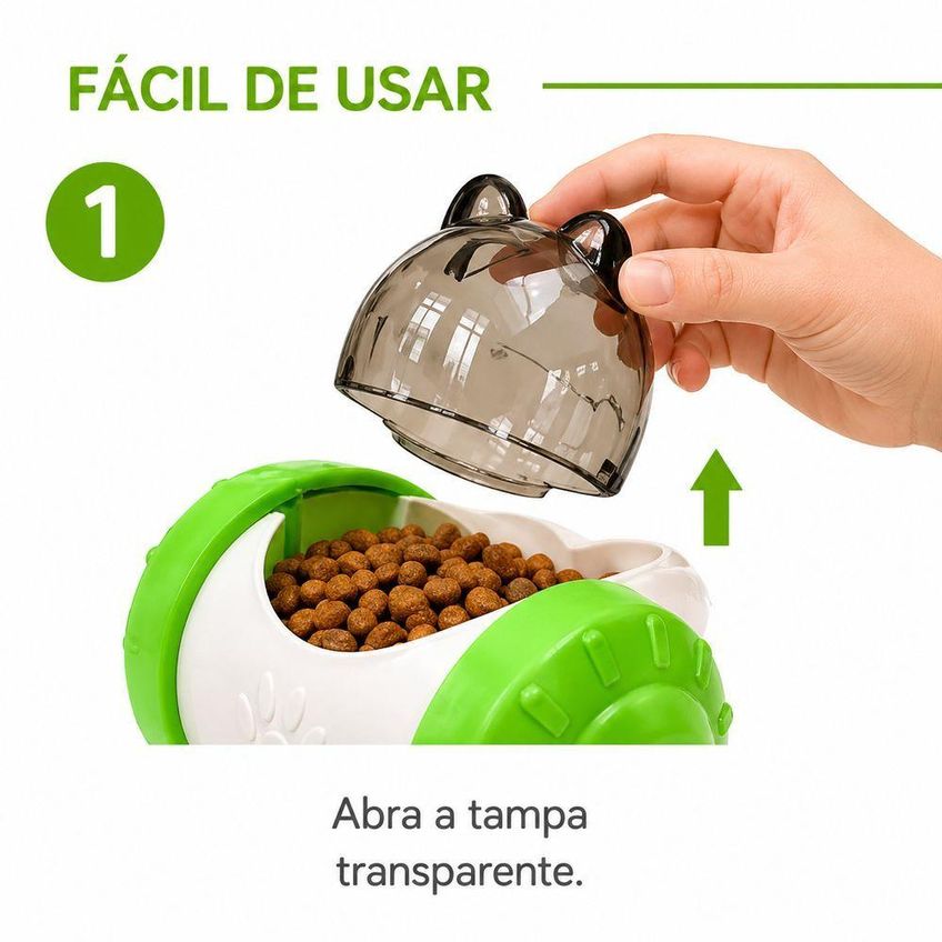 Brinquedo Dispensador De Ração Interativo Utimix Para Cães E Gatos Verde-água Único - imagem 3