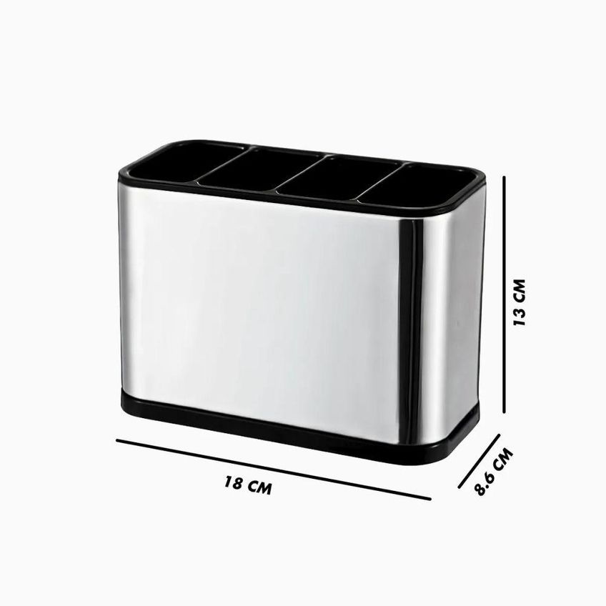 Escorredor Porta Talheres 4 Divisórias Organizador De Bancada Aço Inoxidável Inox Cozinha Utimix - imagem 3