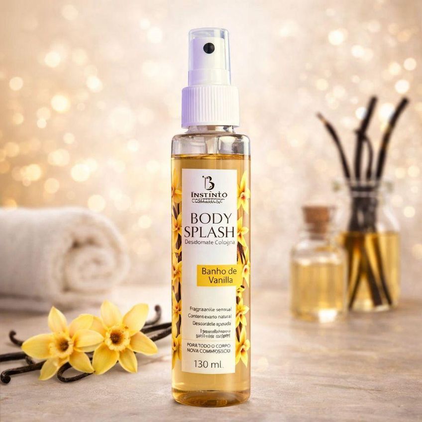 Body Splash Banho De Vanilla Perfume Corporal Feminino Fragrância Doce 130ml Utimix - imagem 4