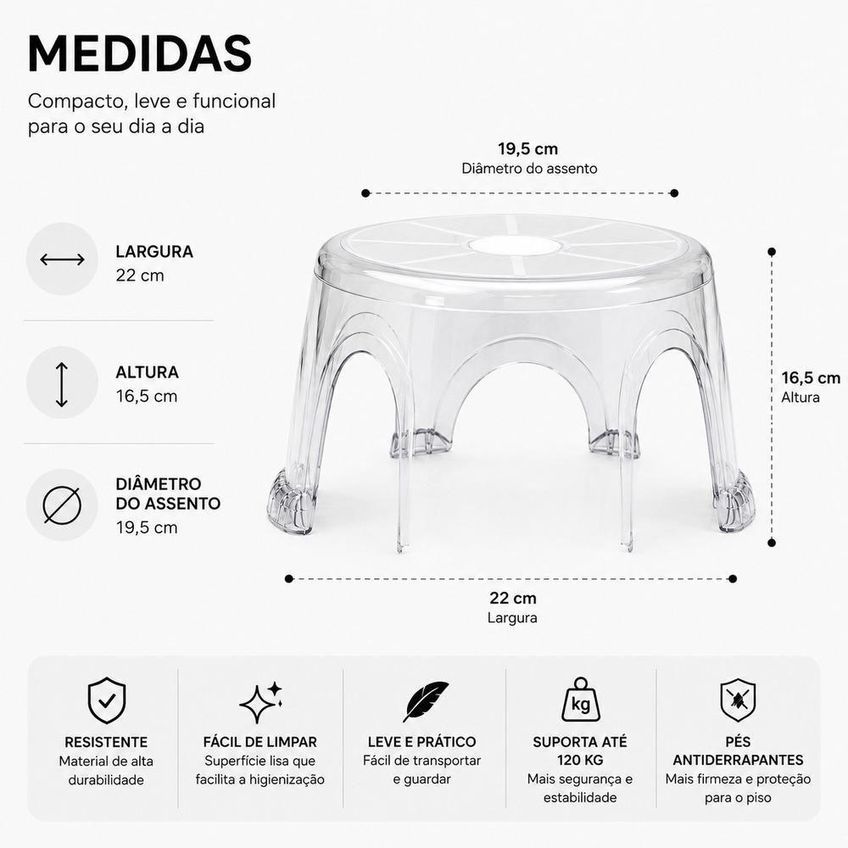 Banqueta Yeet Redonda Em Acrílico Flexível Multiuso Suporta Até 90kg - imagem 4