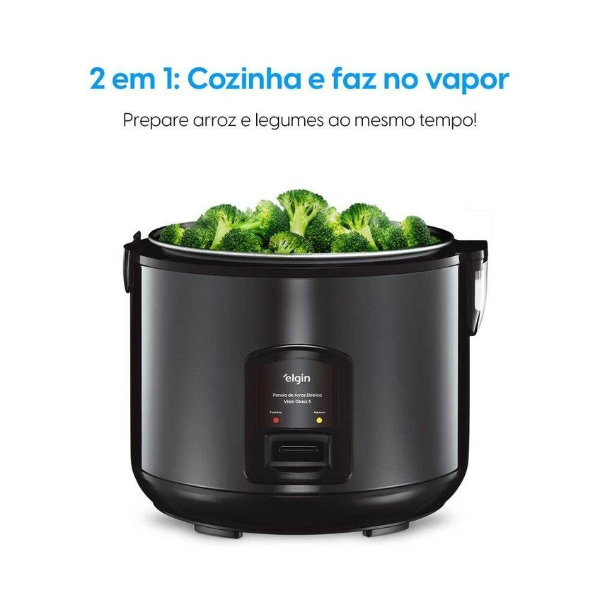 Panela De Arroz Elétrica Elgin Visio Glass 5 1l 400w Função 2 Em 1 Antiaderente 220v - imagem 3
