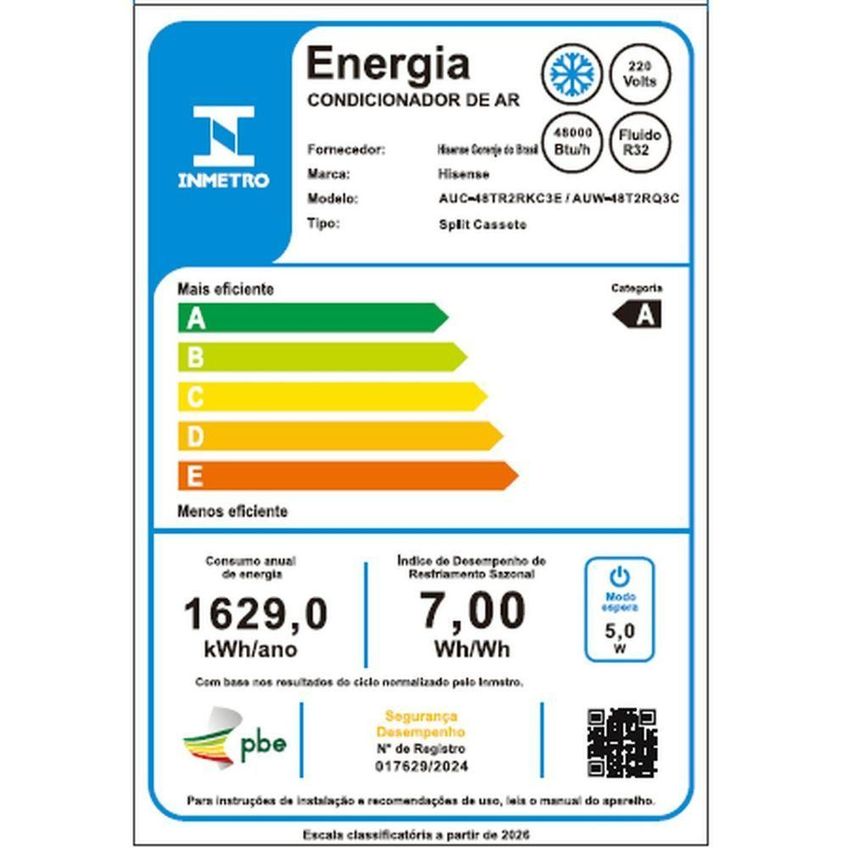 Ar Condicionado Cassete Hisense 48000 BTUs Frio 220V AUC-48TR2RKC3 - imagem 3