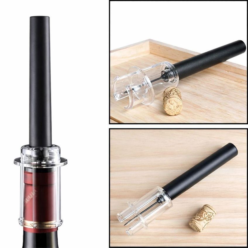 Saca Rolhas A Vácuo Manual Para Vinho Abridor De Garrafa Aço Inox Corpo Transparente Bar Restaurante - imagem 4