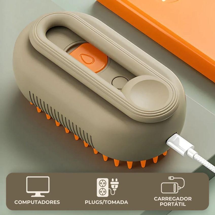 Escova A Vapor Para Pets Utimix 3 Em 1 Cães E Gatos Removedor De Pelos Massageadora Abs Recarregável - imagem 3