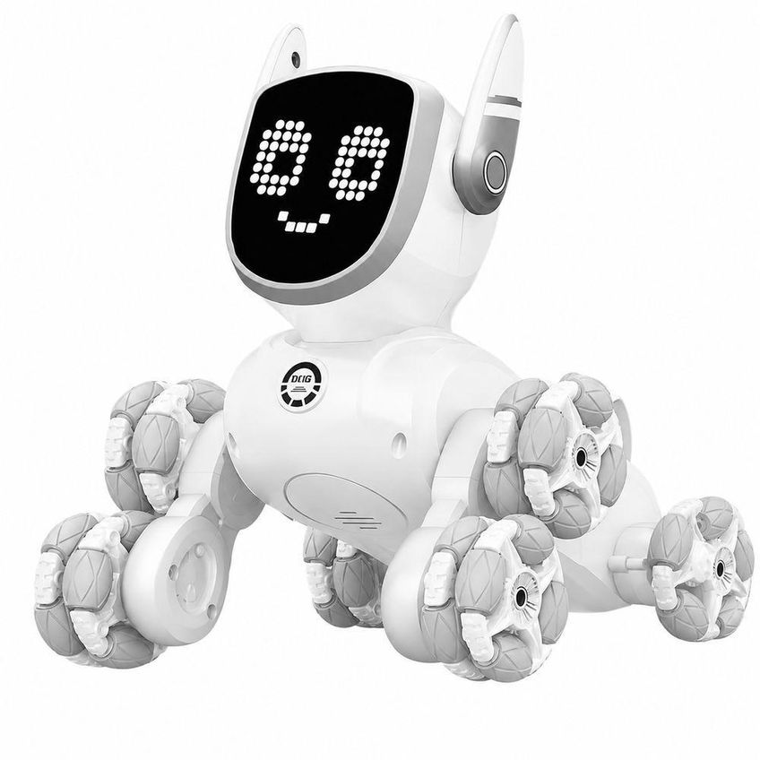 Robô Cão Interativo Com Controle Remoto Brinquedo Eletrônico Led Recarregável Rosa Utimix - imagem 4