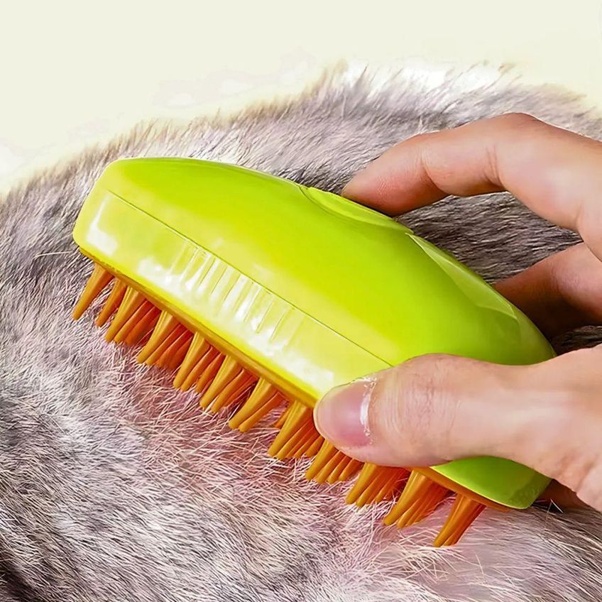 Escova Autolimpante A Vapor Para Pets Utimix 3 Em 1 Cães E Gatos Massageadora Banho Higiene - imagem 2