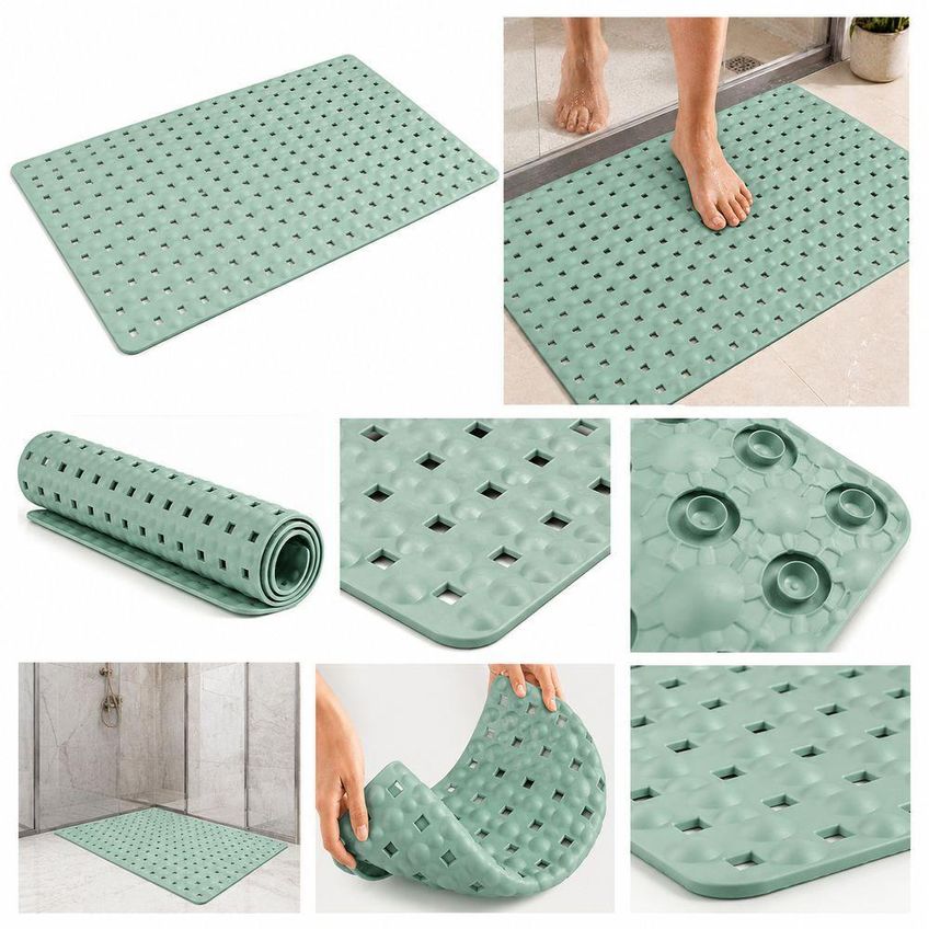 Tapete De Banheiro Antiderrapante Para Box Vazado Com Ventosas Preto Utimix - imagem 3