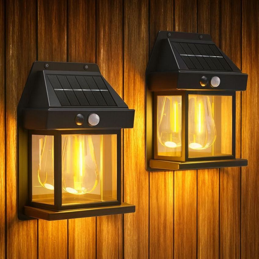 Arandela Solar Com Sensor De Movimento BK-88 LED Vintage Para Área Externa Jardim E Muro Utimix - imagem 4
