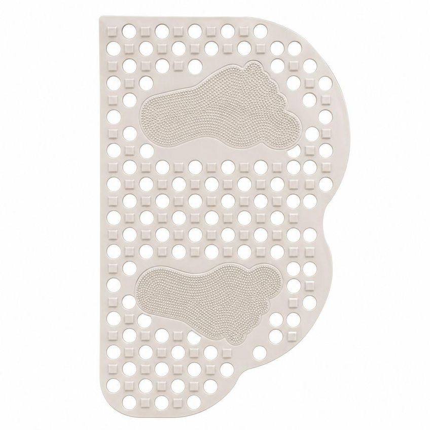 Tapete Antiderrapante Para Banheiro PVC Base Com Ventosas Superfície Massageadora Box Chuveiro Bege - imagem 4