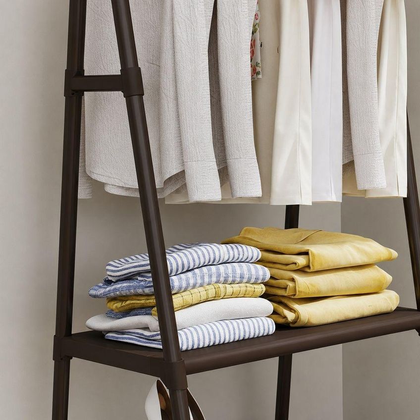 Cabideiro Triangular Com Prateleiras E Rodinhas Organizador Multiuso Para Quarto E Closet Utimix - imagem 4