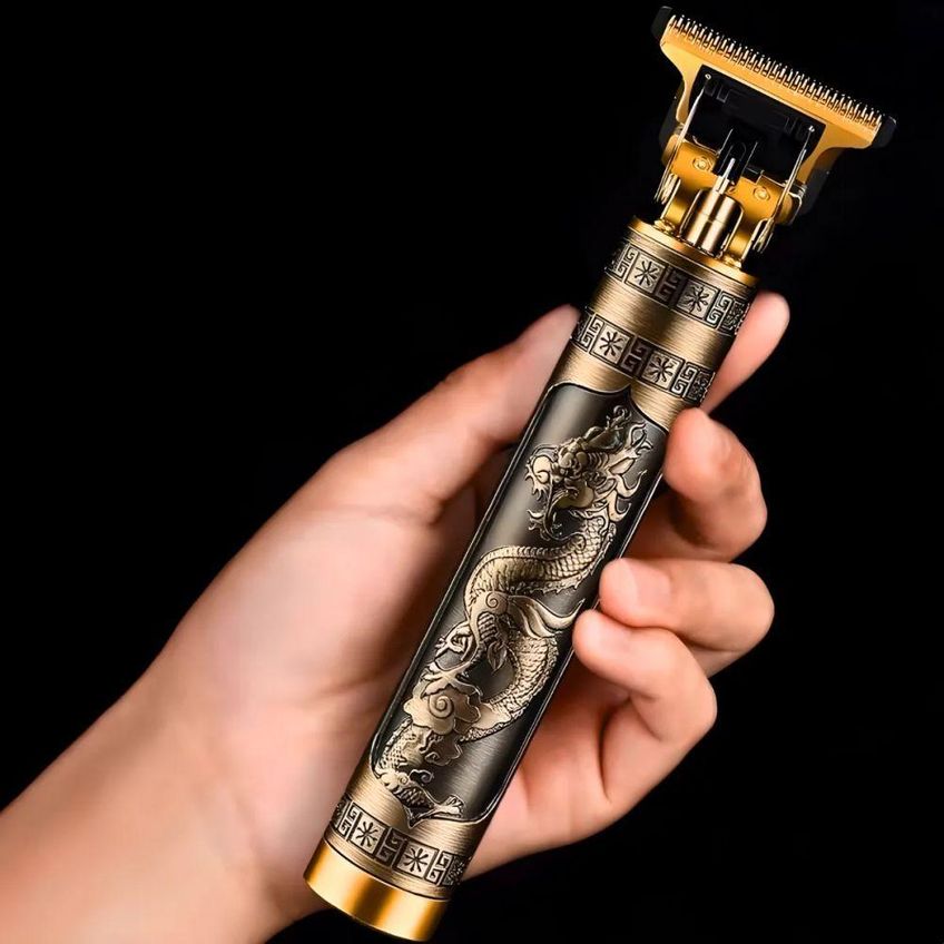 Máquina De Cortar Cabelo E Barba Utimix Profissional Lâmina Aço Inoxidável Sem Fio Dourado 5v - imagem 4