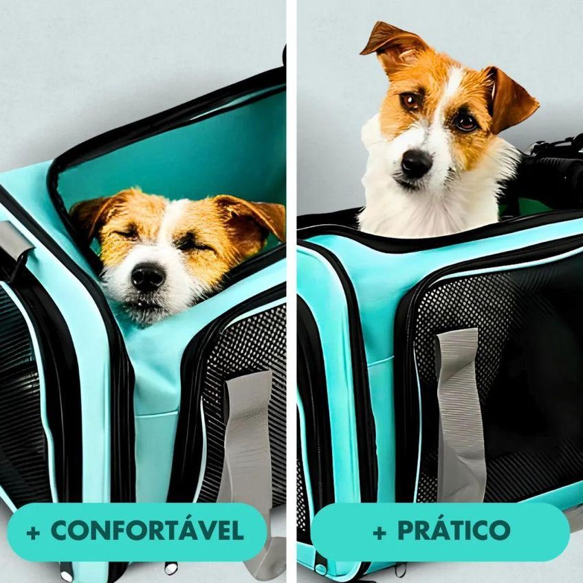 Bolsa De Transporte Para Pet Utimix Cães E Gatos Viagem Respirável Verde Tamanho Único - imagem 3