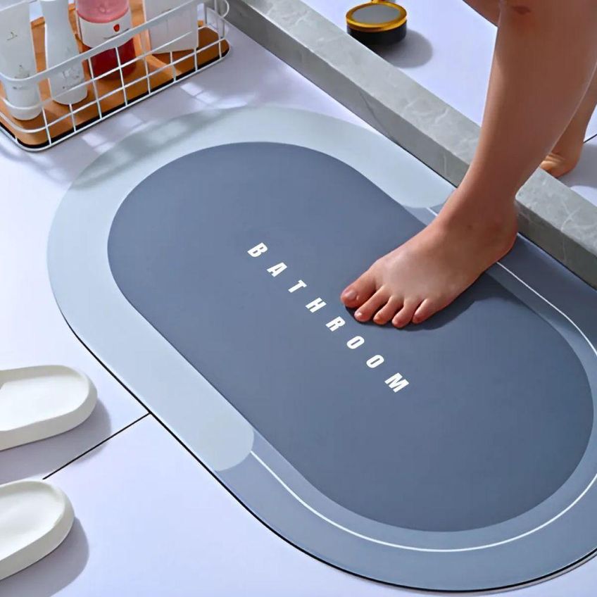 Tapete De Banheiro Super Absorvente Oval Base Emborrachada Antiderrapante Secagem Rápida Lavável - imagem 3