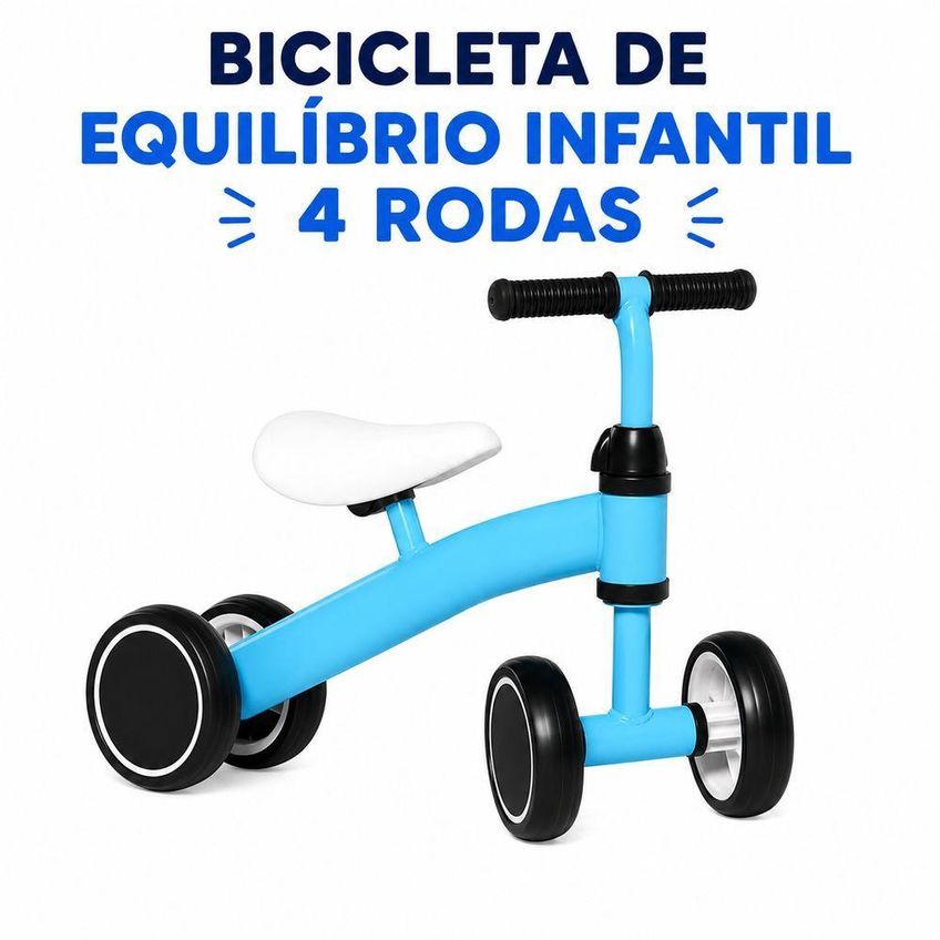 Bicicleta De Equilíbrio Infantil 4 Rodas Sem Pedal Andador Rosa Utimix - imagem 4