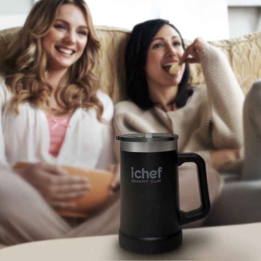 Caneca Térmica Para Chopp Smart Cup Inox Parede Dupla A Vácuo Com Tampa 710ml Preto Ichef - imagem 2