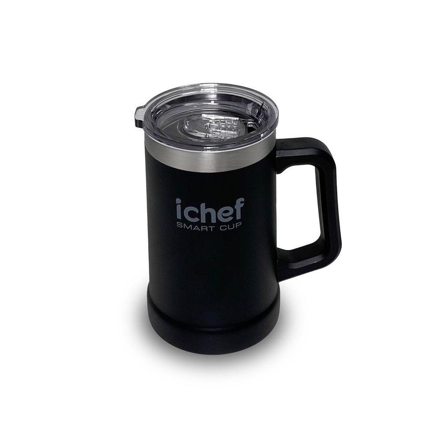 Caneca Térmica Para Chopp Smart Cup Inox Parede Dupla A Vácuo Com Tampa 710ml Preto Ichef - imagem 4