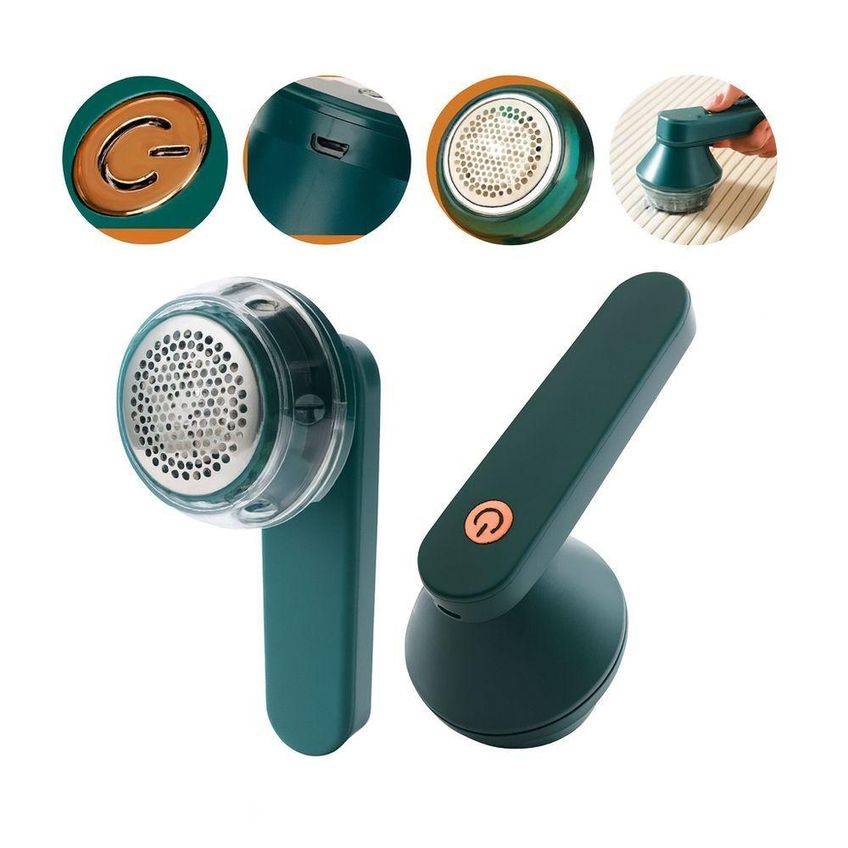 Removedor Elétrico De Pelos E Fiapos Portátil USB Tipo C Para Roupa Sofá Cobertor Verde Utimix - imagem 3