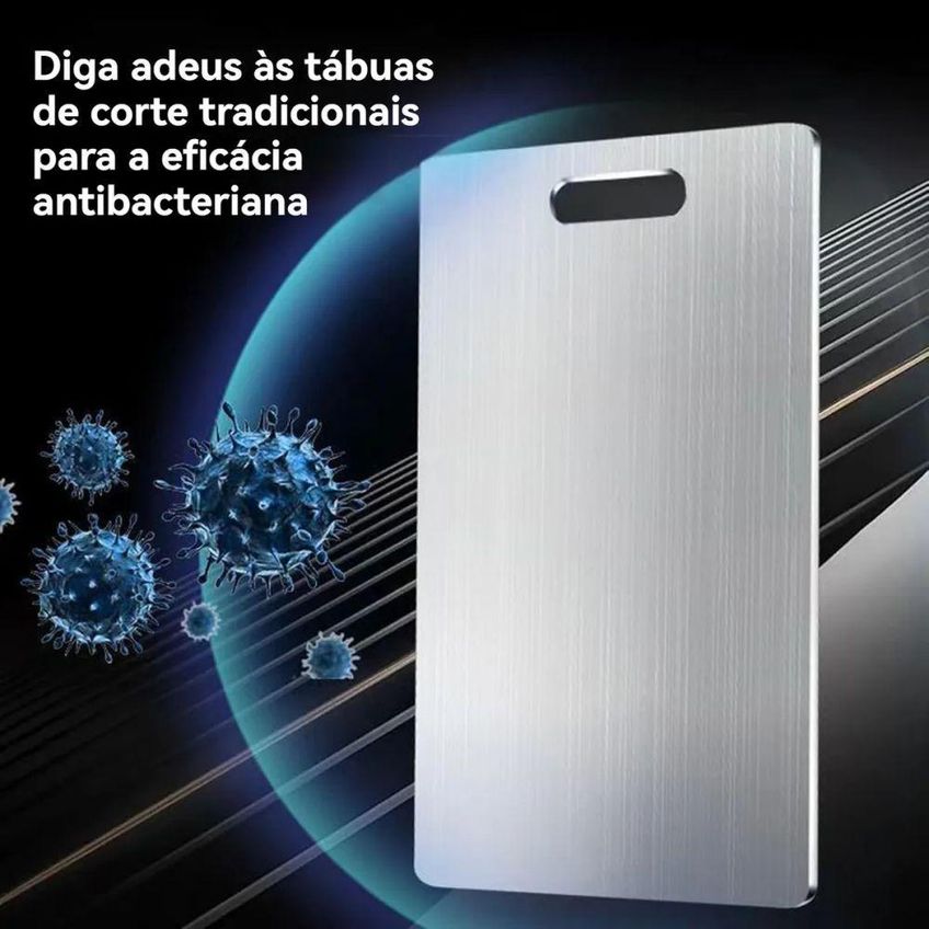 Tábua De Corte Retangular Antibacteriana Aço Inoxidável Multiuso Cozinha Utimix - imagem 4