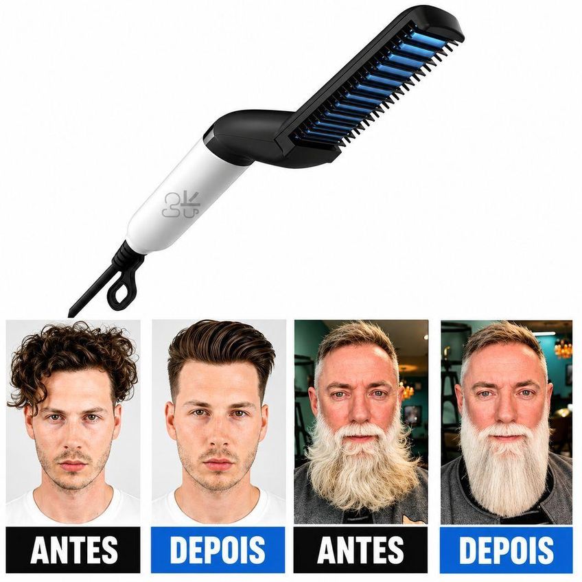 Pente Alisador De Cabelo E Barba Masculino Elétrico Cerâmica Utimix Bivolt - imagem 4