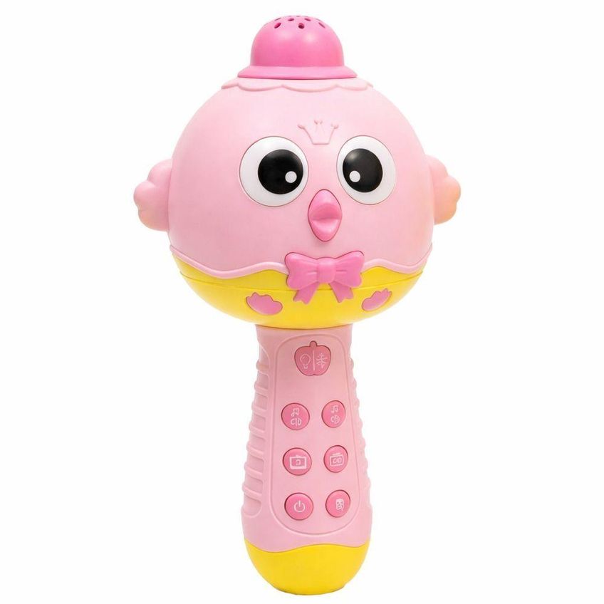 Microfone Musical Infantil Interativo Com Luzes E Sons Amarelo Utimix - imagem 4
