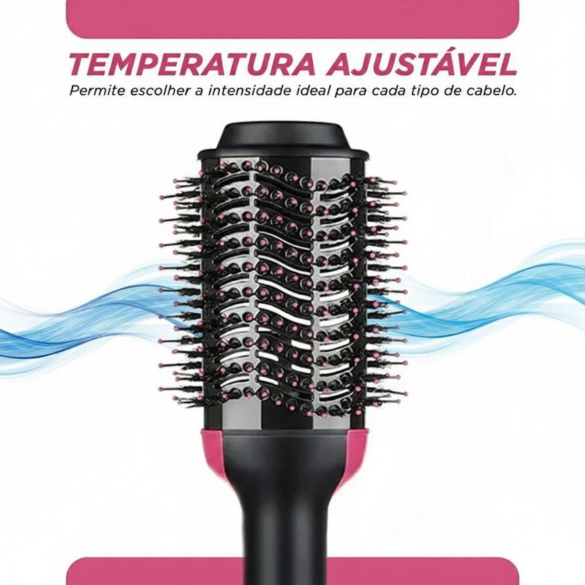 Escova Secadora Alisadora Profissional 3 Em 1 Cerdas Cerâmicas Íons Utimix Bivolt - imagem 3