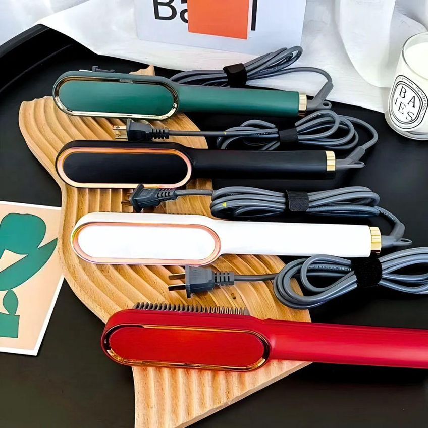 Escova Alisadora De Cabelo 5 Em 1 Profissional Cerdas Cerâmicas Verde Utimix Bivolt - imagem 5