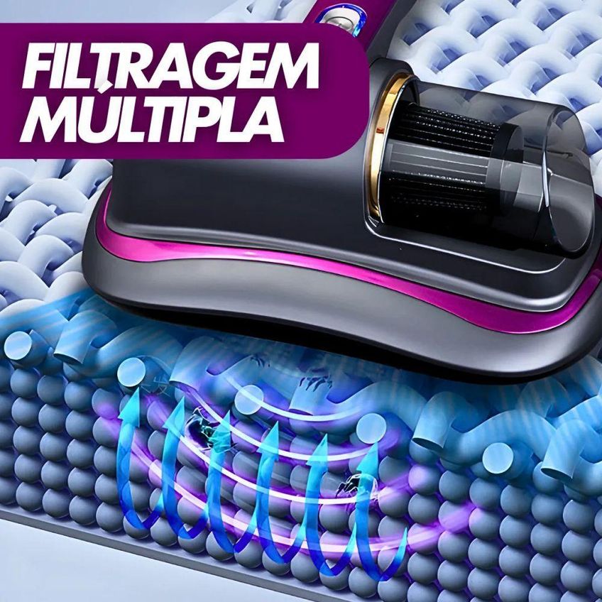 Aspirador De Ácaros Sem Fio Portátil Para Cama Sofá E Colchão Abs Filtro Hepa Recarregável Roxo - imagem 3